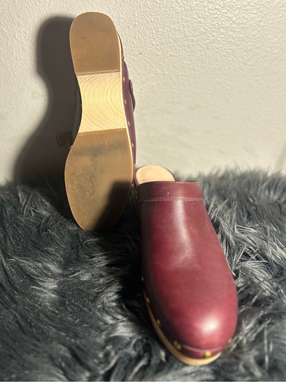 J.Crew Leather Clogs Wooden Heel Slingback Studded Shoes Size 8.5 - Picture 7 of 10
